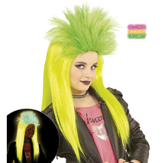 Peruca de fantasia punk fluorescente