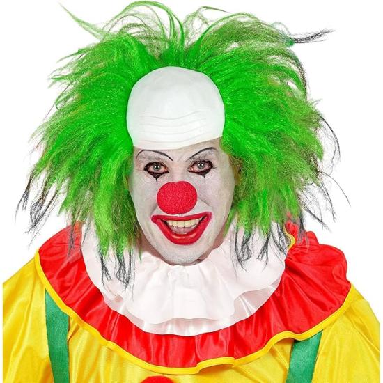 Peruca de palhaço careca com cabelo verde - Fantasia de palhaço de circo e terror