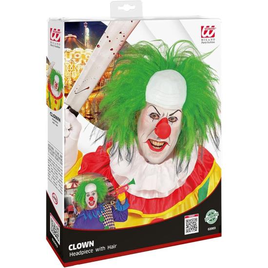 Peruca de palhaço careca com cabelo verde - Fantasia de palhaço de circo e terror