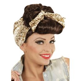 Peruca Pin Up Marrom com Foulard