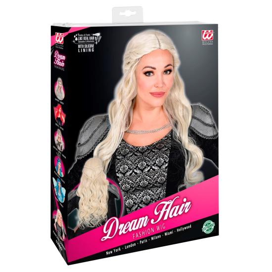 Peruca Rainha Medieval Loira de Luxo