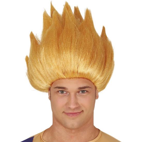 Peruca loira de guerreira para fantasias | Peruca para anime e super-heróis