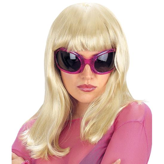 Peruca loira lisa com estilo franja