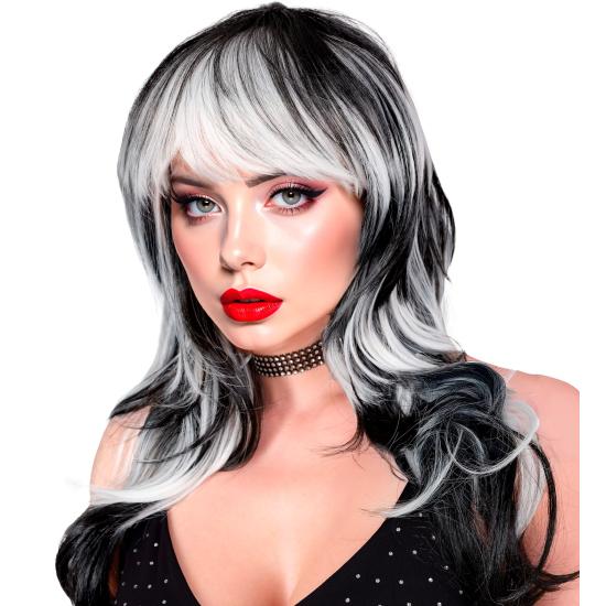 Peruca de Vampiro – Longa com Franja (Preto/Branco e Preto/Vermelho) Peruca de Vampiro – Longa com Franja (Preto/Branco e Preto/Vermelho)
