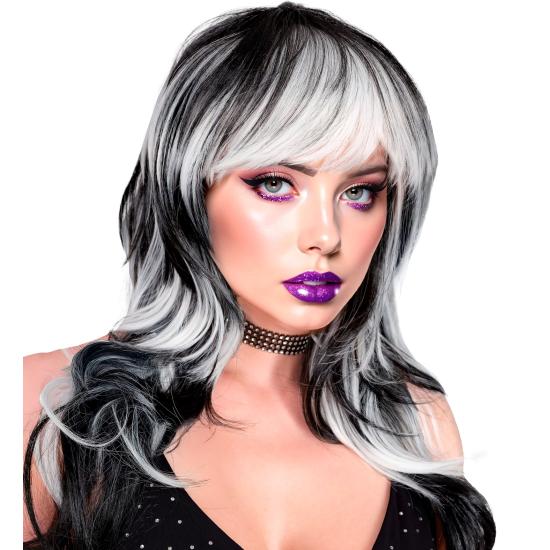 Peruca de Vampiro – Longa com Franja (Preto/Branco e Preto/Vermelho) Peruca de Vampiro – Longa com Franja (Preto/Branco e Preto/Vermelho)