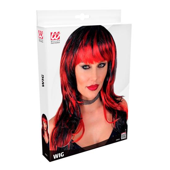 Peruca de Vampiro – Longa com Franja (Preto/Branco e Preto/Vermelho) Peruca de Vampiro – Longa com Franja (Preto/Branco e Preto/Vermelho)