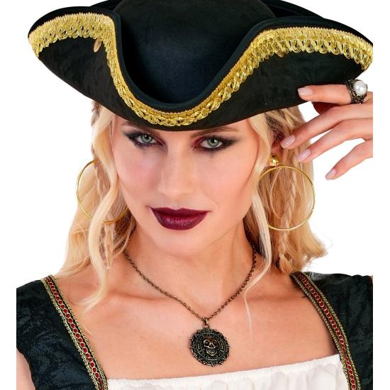 Brincos de argola dourados com clipe – acessório para fantasia de cigana, pirata ou cartomante (6 cm) | Widmann