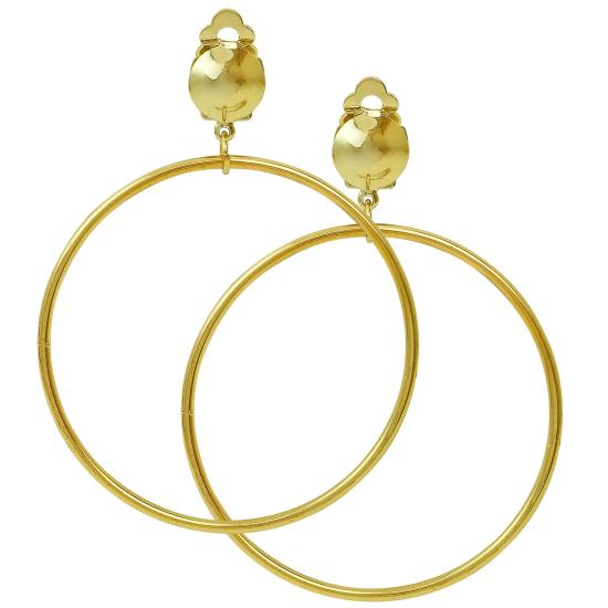 Brincos de argola dourados com clipe – acessório para fantasia de cigana, pirata ou cartomante (6 cm) | Widmann