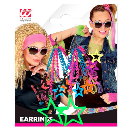 Brincos de estrela neon dos anos 80