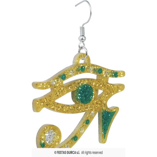 Brincos Olho de Hórus Dourado – Acessório Egípcio para Trajes de Cleópatra e Faraó