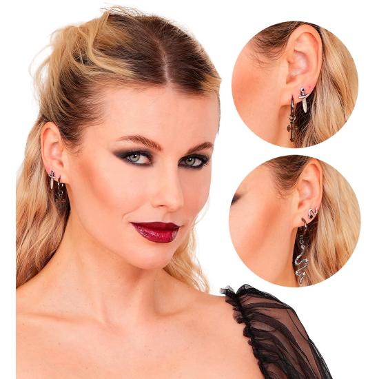 Brincos Sortidos 6 Modelos – Caveiras, Cruzes, Cobras e Punhais