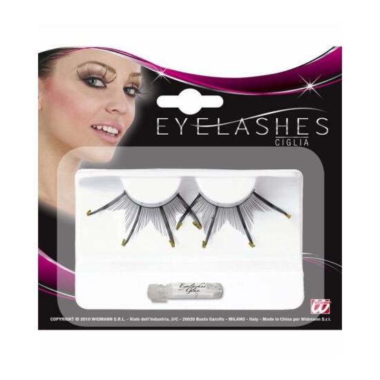 Cílios Pretos com Maxi Tips com Glitter Dourado