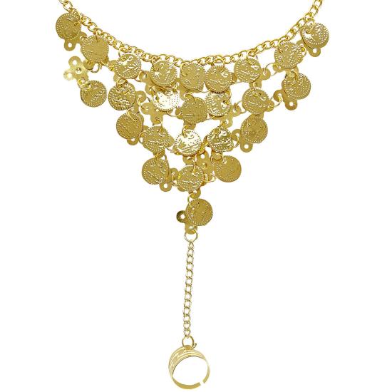 Pulseira Dedo De Pulso Com Moedas De Ouro