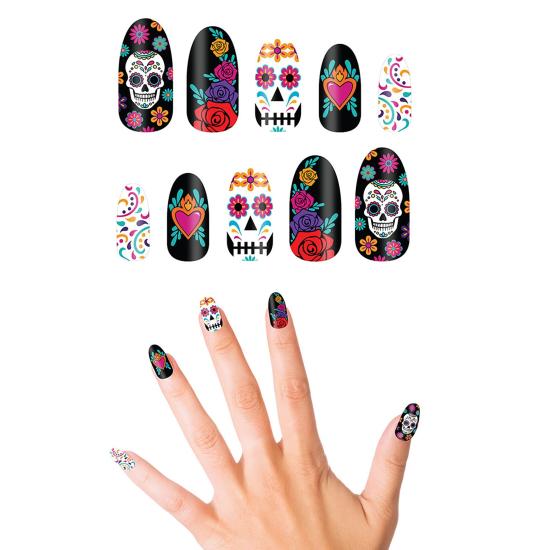 Conjunto de 10 Unhas Catrina com Adesivo
