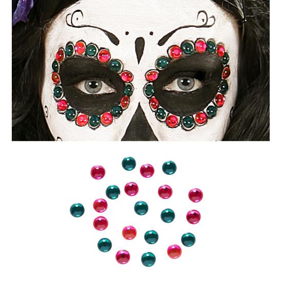 Conjunto de 40 Gemas Decorativas Adesivos Olhos Rosa/Verdes Conjunto de 40 Gemas Decorativas Adesivos Olhos Rosa/Verdes