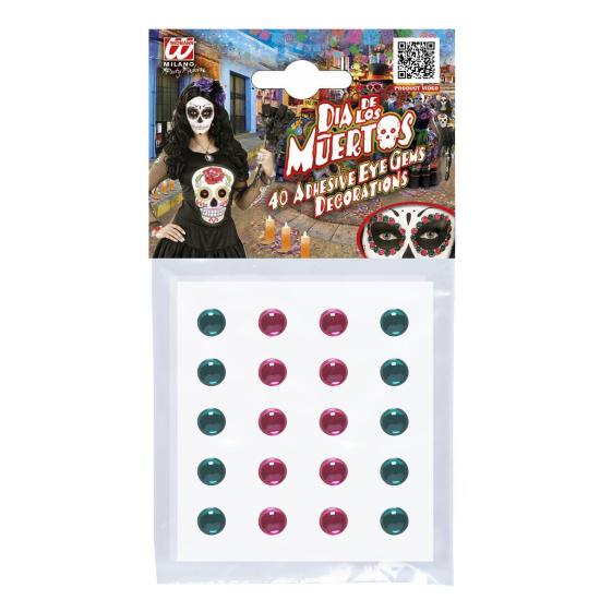 Conjunto de 40 Gemas Decorativas Adesivos Olhos Rosa/Verdes Conjunto de 40 Gemas Decorativas Adesivos Olhos Rosa/Verdes