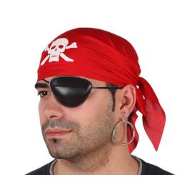 Conjunto de acessórios piratas para adultos - bandana, tapa-olho e brinco