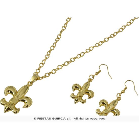 Conjunto de joias romanas douradas – colar e brincos para trajes de imperatrizes, patrícias e damas da Roma Antiga