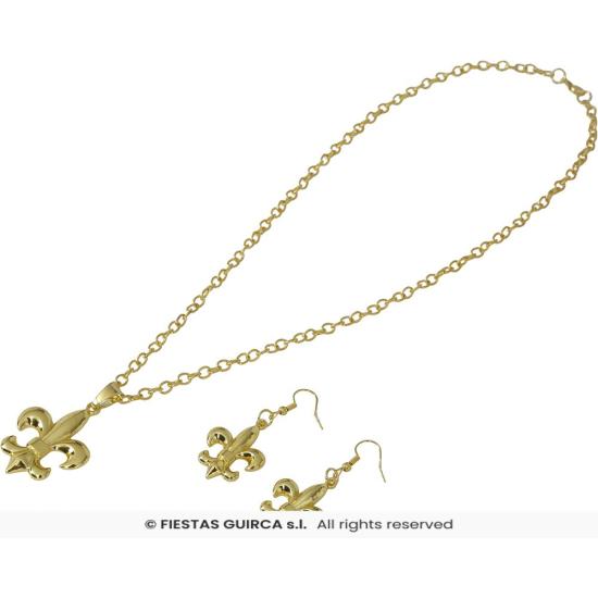 Conjunto de joias romanas douradas – colar e brincos para trajes de imperatrizes, patrícias e damas da Roma Antiga