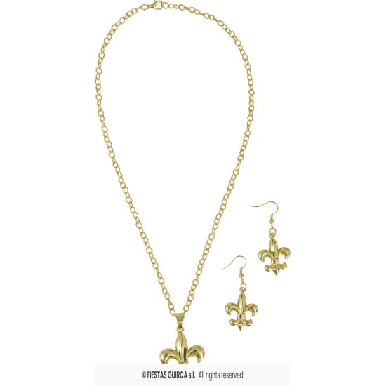 Conjunto de joias romanas douradas – colar e brincos para trajes de imperatrizes, patrícias e damas da Roma Antiga