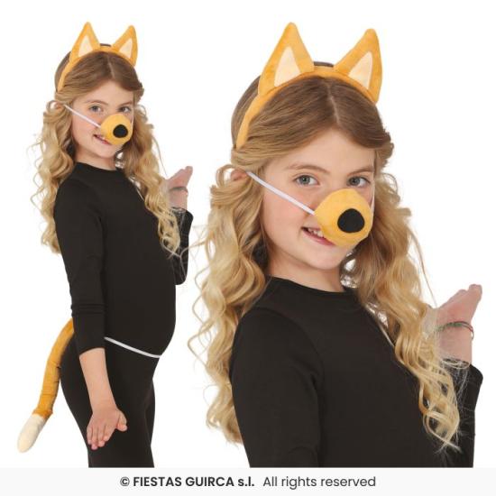 Conjunto de 3 peças de cachorrinho marrom – Acessório de fantasia com rabo, tiara e nariz.