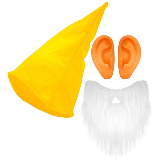 Conjunto de chapéu, barba e orelhas para anões adultos