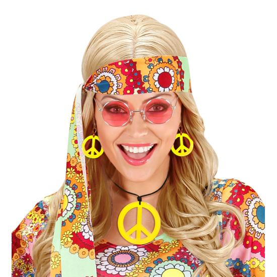Conjunto de pingente hippie e brincos fluorescentes