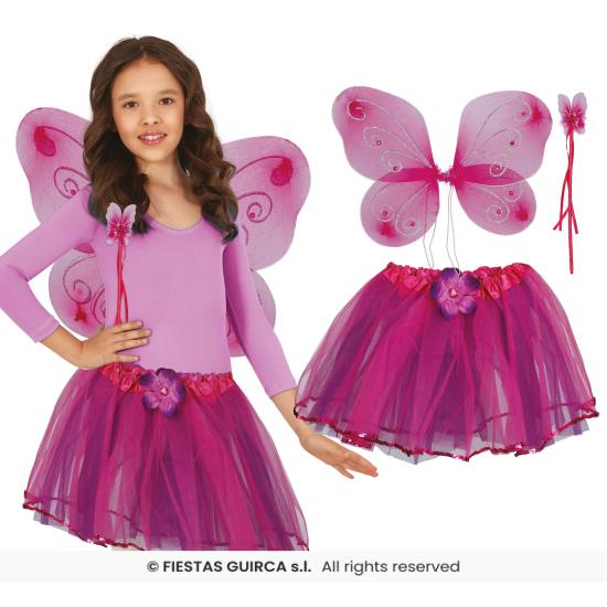 Conjunto Borboleta Lilás para Crianças – Asas, Tutu e Varinha para Fantasia de Menina
