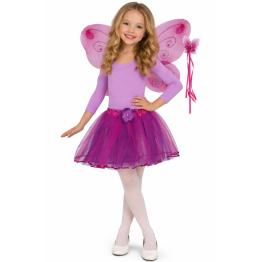Conjunto Borboleta Lilás para Crianças – Asas, Tutu e Varinha para Fantasia de Menina