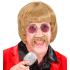 Conjunto de perucas “Homem da Música” dos anos 60 – Loira com bigode e óculos