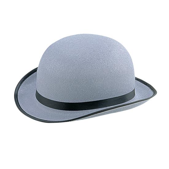 Chapéu-coco de feltro cinza.