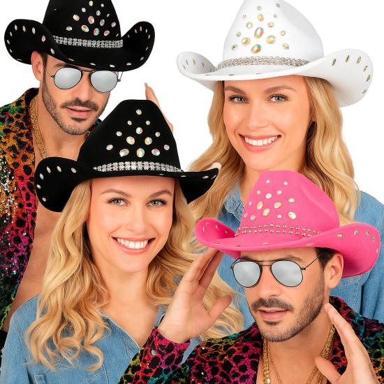 Chapéu de Cowboy com Strass para Festa ou Fantasia – Adulto Unissex