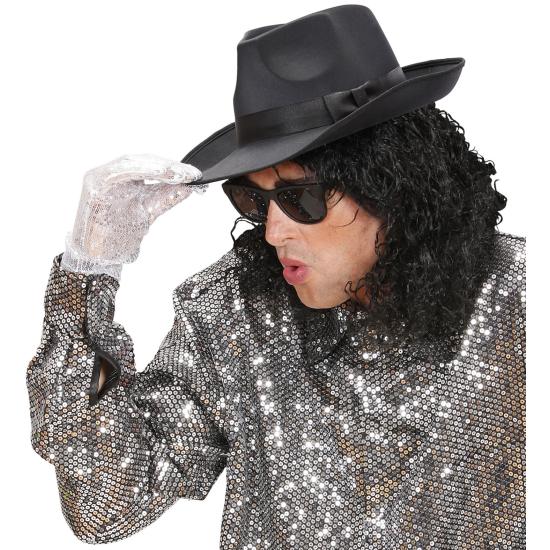 Chapéu gangster adulto de cetim preto