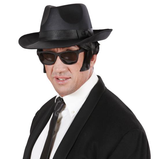 Chapéu gangster adulto de cetim preto