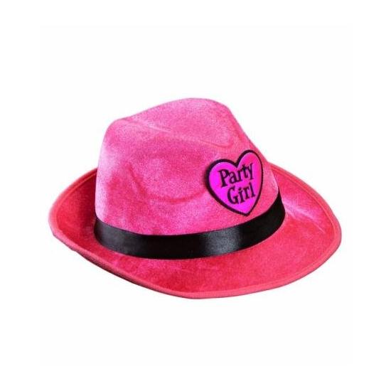 Chapéu de festa de veludo rosa para meninas.