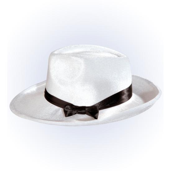 Chapéu Ganster Branco de Alta Qualidade com Fita Preta
