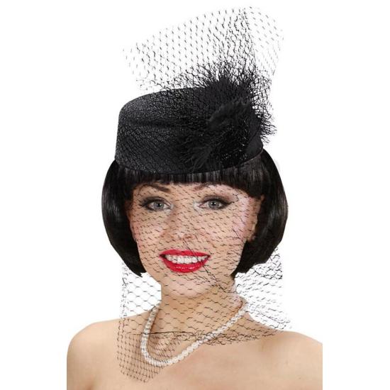 Chapéu Preto com Malha e Pena dos anos 20