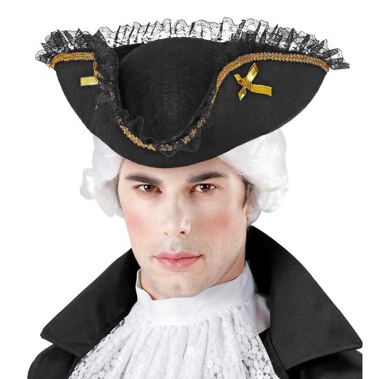 Chapéu Pirata Preto com decoração em renda