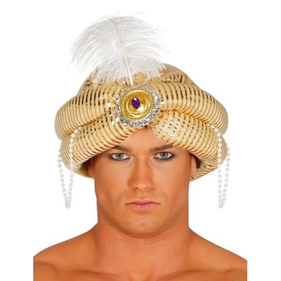 Chapéu turbante árabe com decorações douradas para adulto Chapéu turbante árabe com decorações douradas para adulto