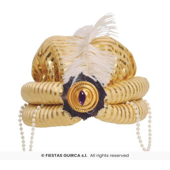 Chapéu turbante árabe com decorações douradas para adulto