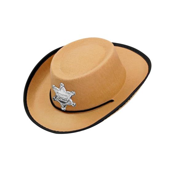 Chapéu de Cowboy Xerife Castanho Claro Infantil