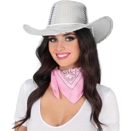 Chapéu de Cowboy Disco Prateado 80