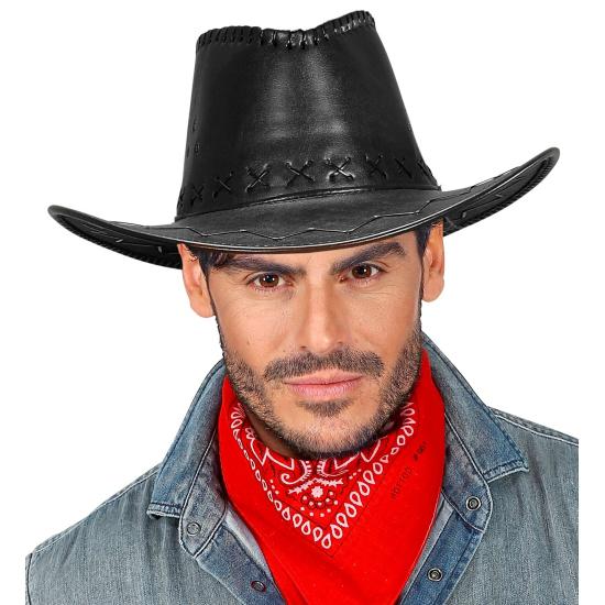 Chapéu de cowboy preto em imitação de couro