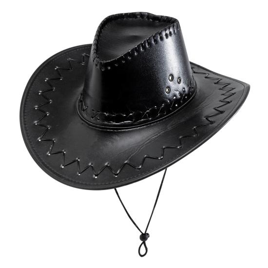 Chapéu de cowboy preto em imitação de couro