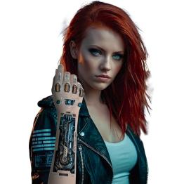 Tatuagem temporária futurista para o braço (14×30 cm) – Efeito biônico