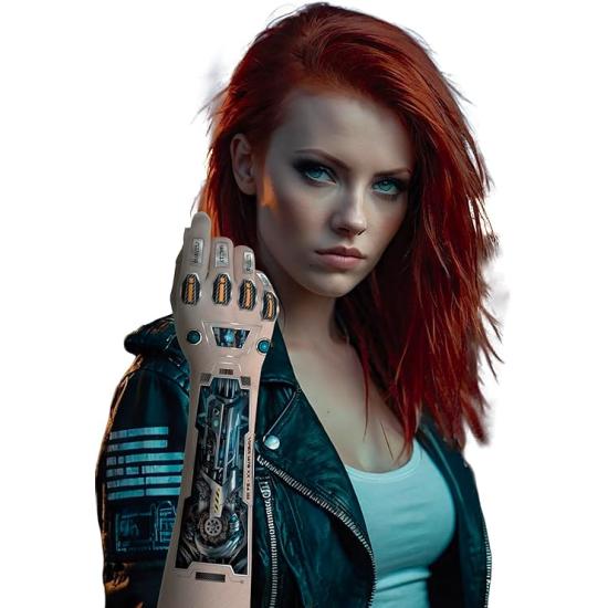 Tatuagem temporária futurista para o braço (14×30 cm) – Efeito biônico