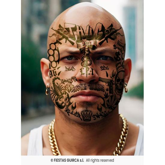 Tatuagens temporárias no rosto Thug Life - Festas Guirca