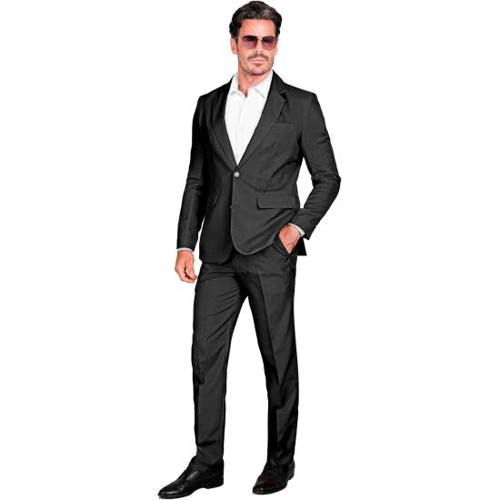 Terno de festa, preto, jaqueta e calça, showmen